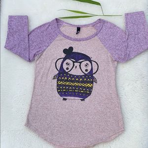Ing Owl With Purple Glasses Jersey Style Shirt